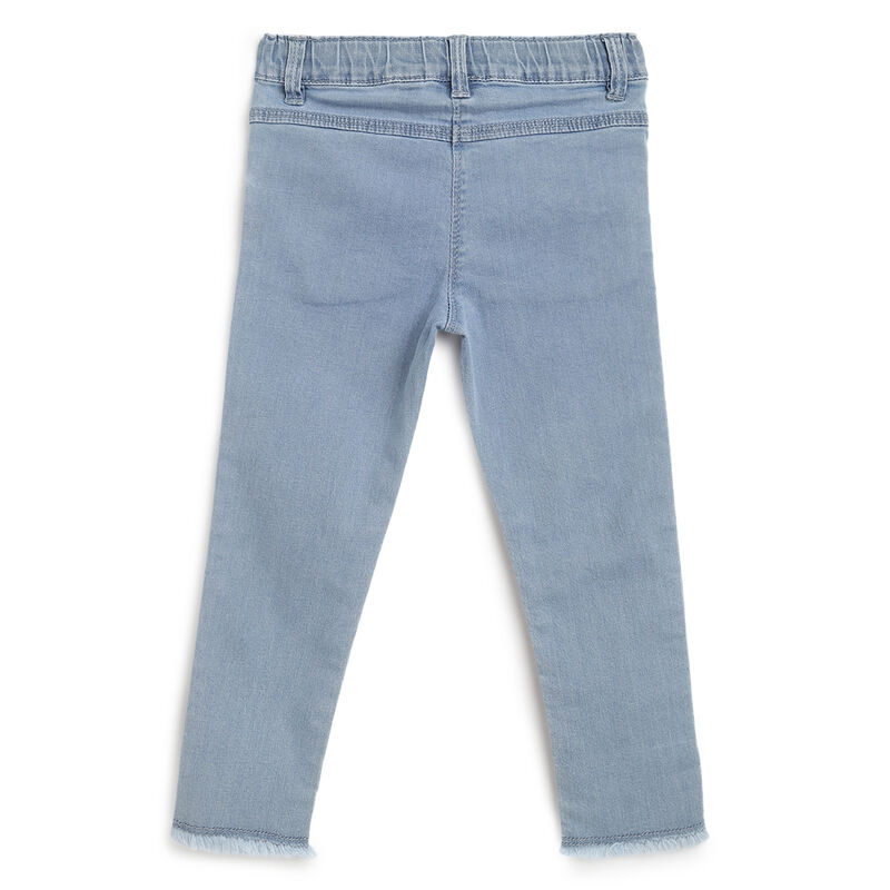 Girls Medium Light Blue Solid Jeans image number 1